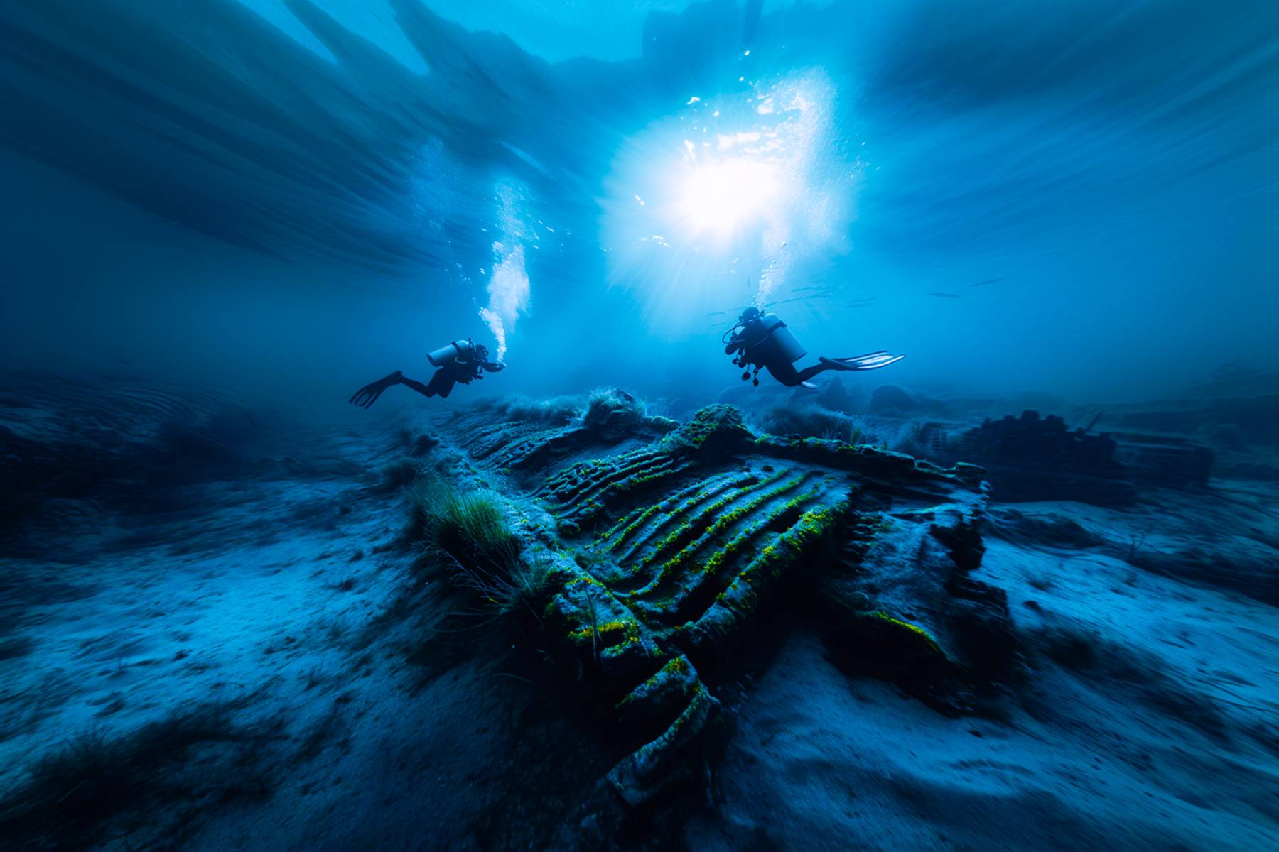 scuba diving on a shipwreck